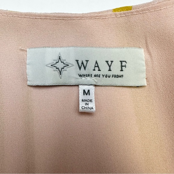 WAYF Smocked Peplum Faux Wrap Long Balloon Sleeve Blouse Size Medium - Picture 12 of 12